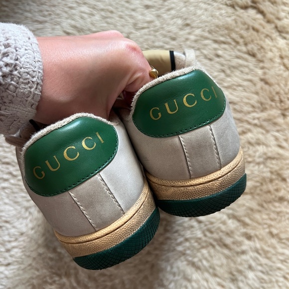 Gucci Leather and Canvas Distressed Sneakers Size 8 - Picture 4 of 5